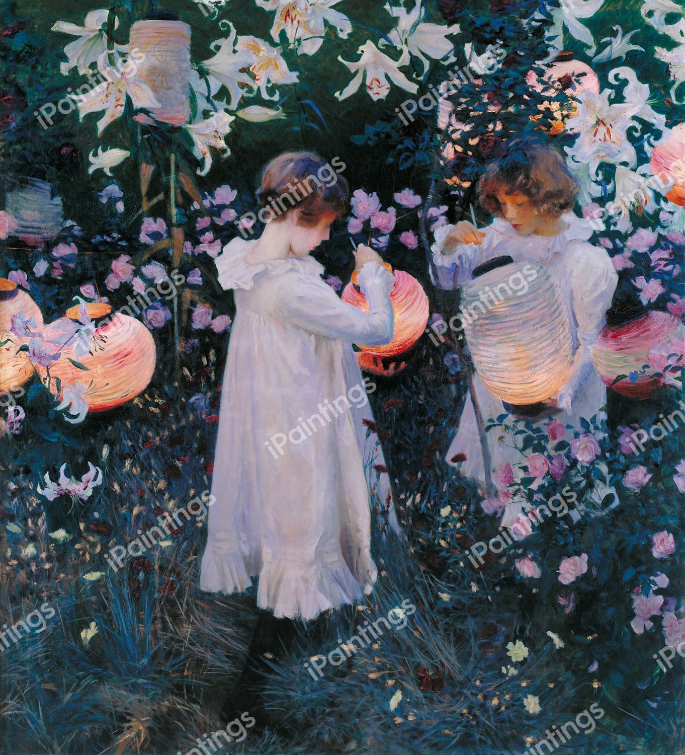 A Carnation, Lily, Lily, Rose. The painting by John Singer Sargent