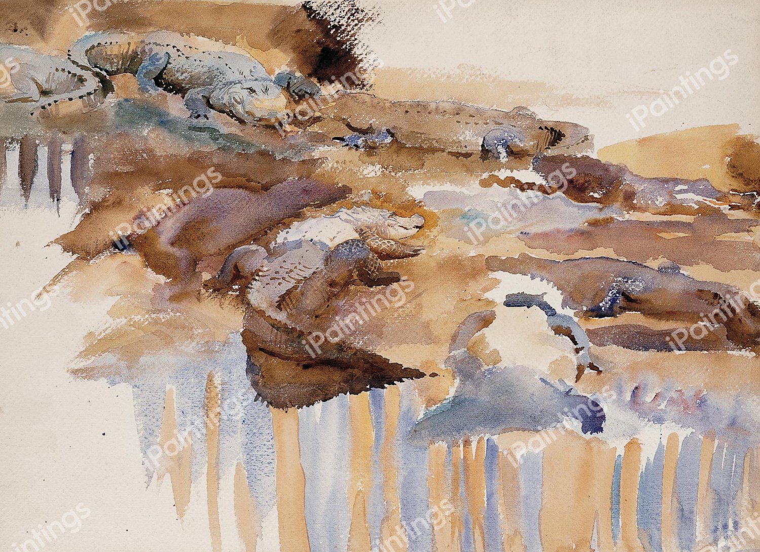 Alligators. The painting by John Singer Sargent