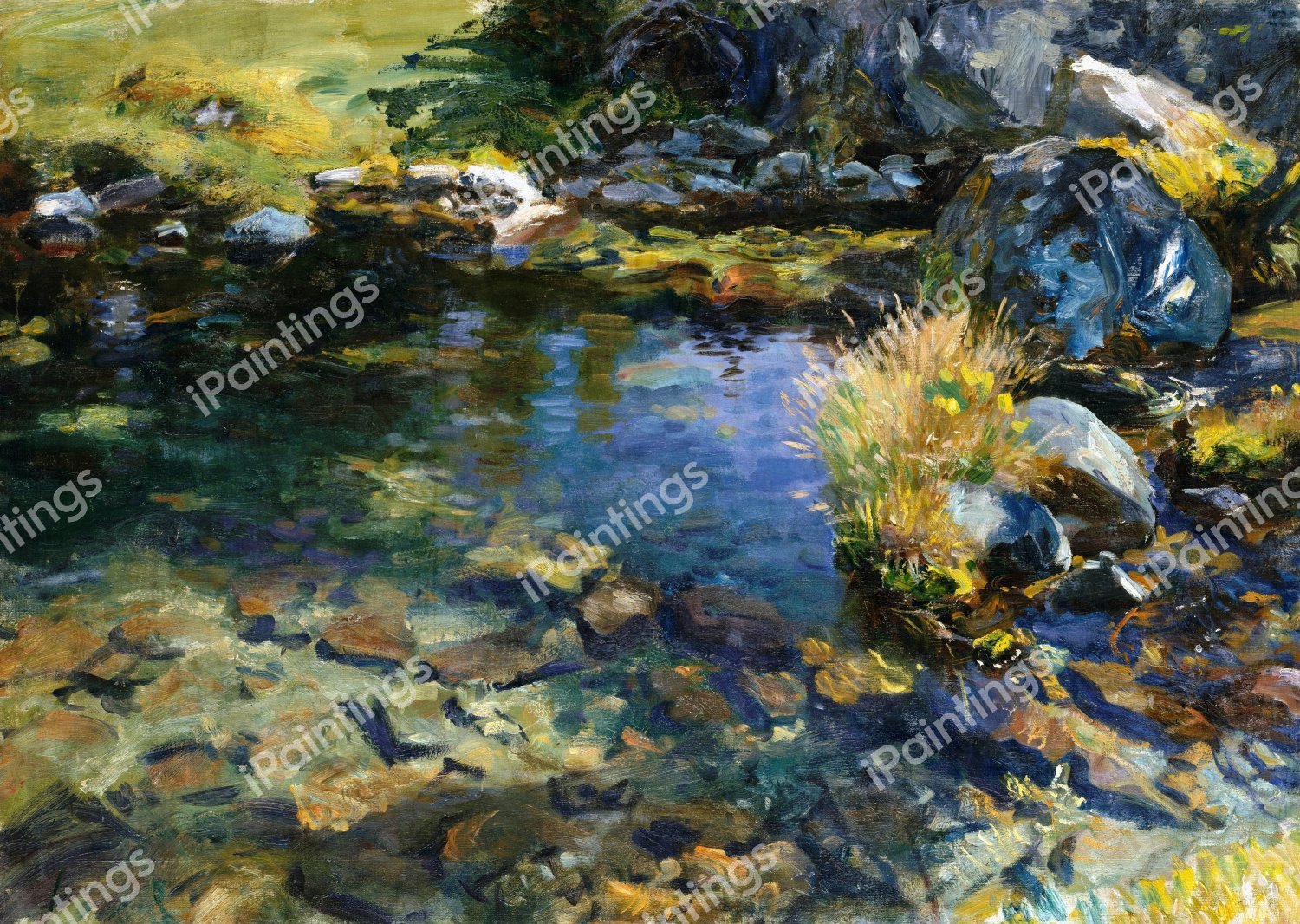 Alpine Pool. The painting by John Singer Sargent