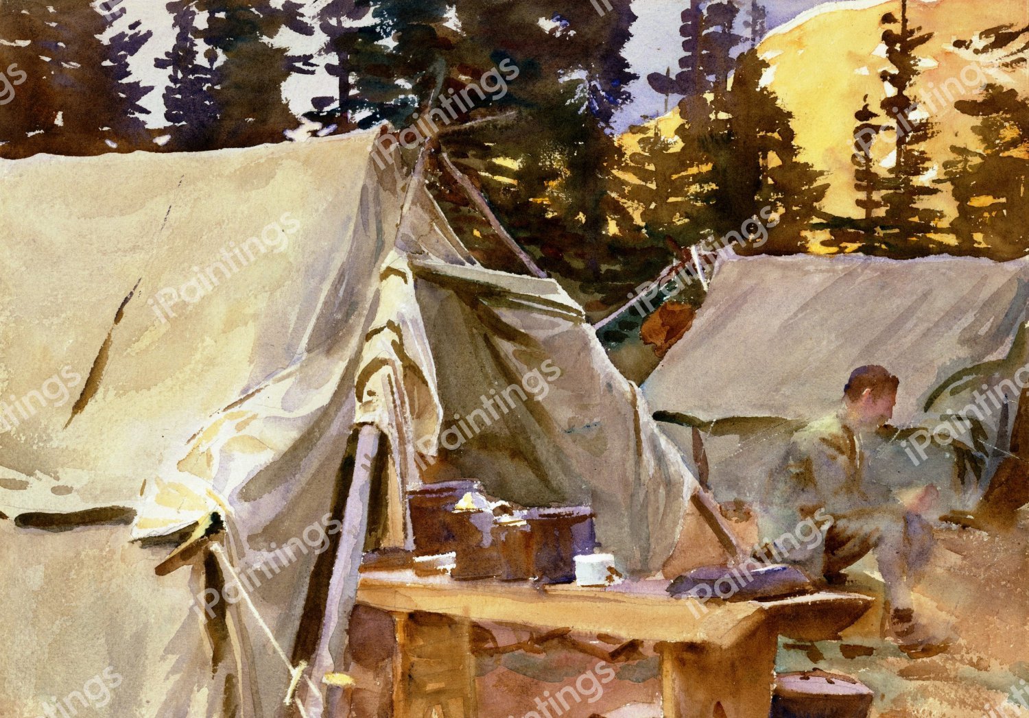 Camp at Lake O'Hara. The painting by John Singer Sargent