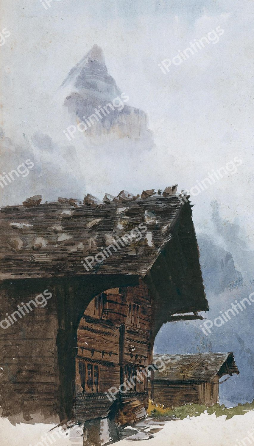 Chalets, Murren, Recto. The painting by John Singer Sargent