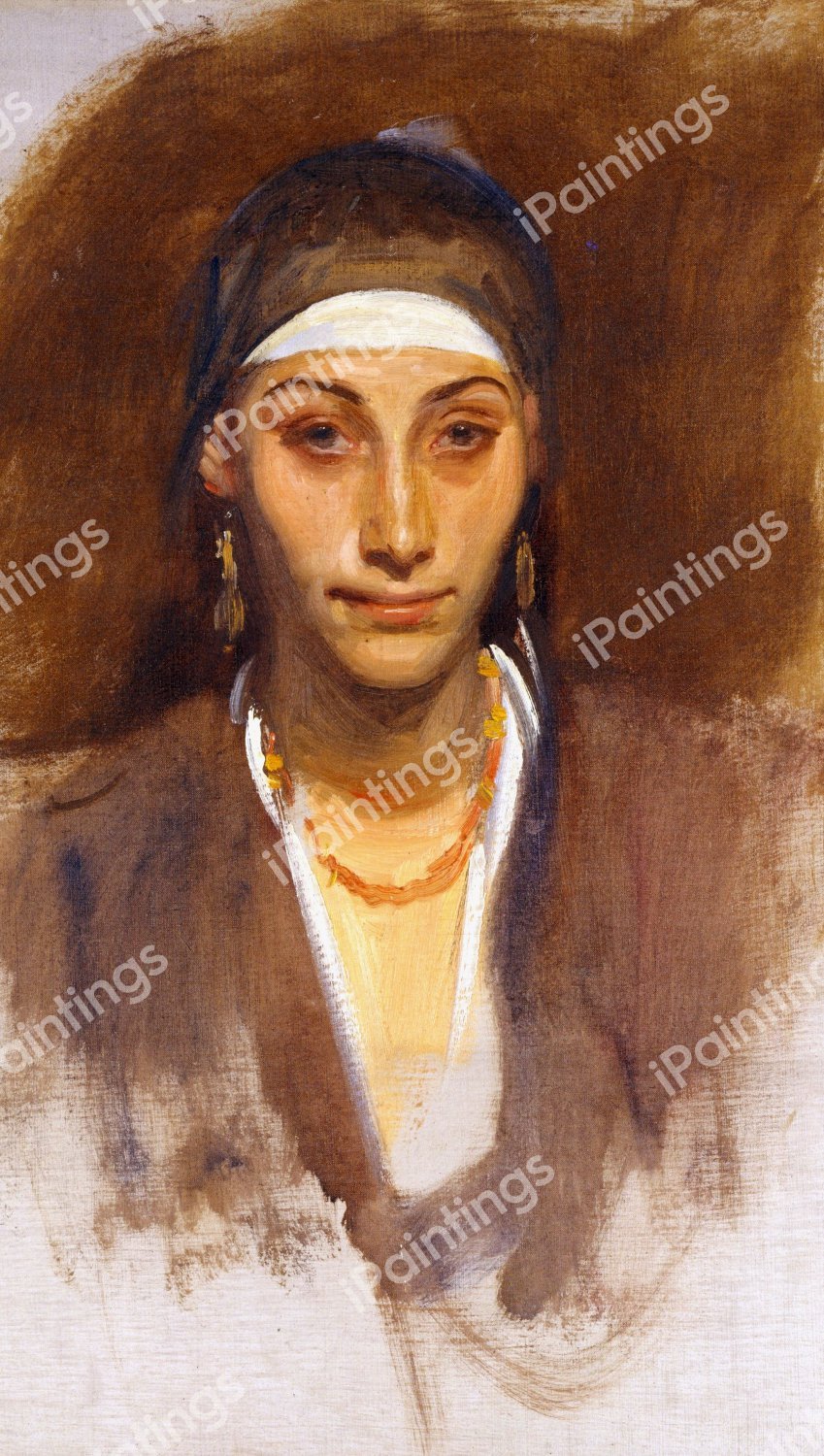 Egyptian Woman with Earrings. The painting by John Singer Sargent