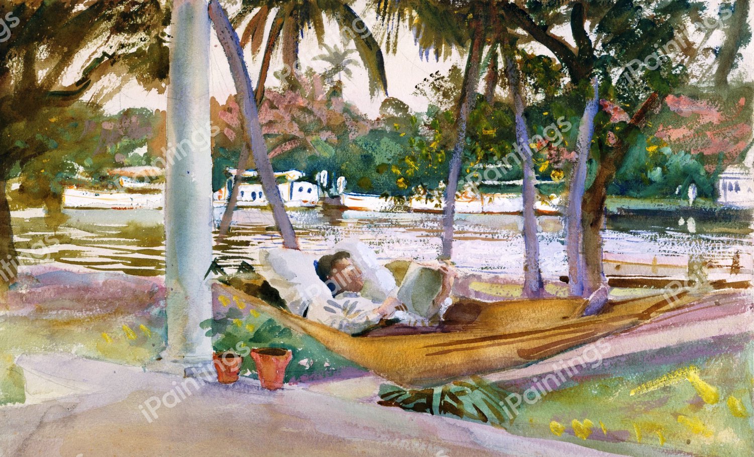 Figure in Hammock, Florida. The painting by John Singer Sargent
