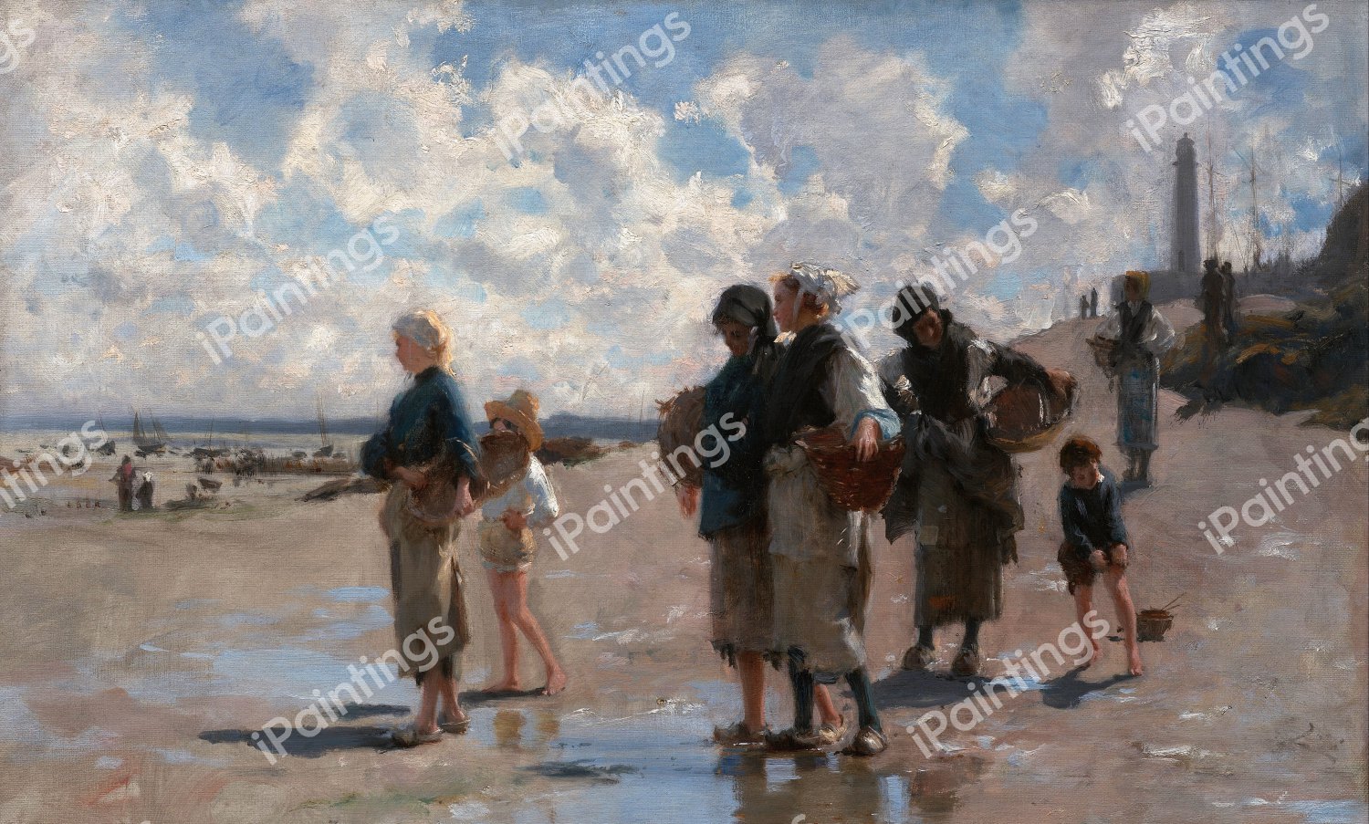 Fishing for Oysters at Cancale. The painting by John Singer Sargent