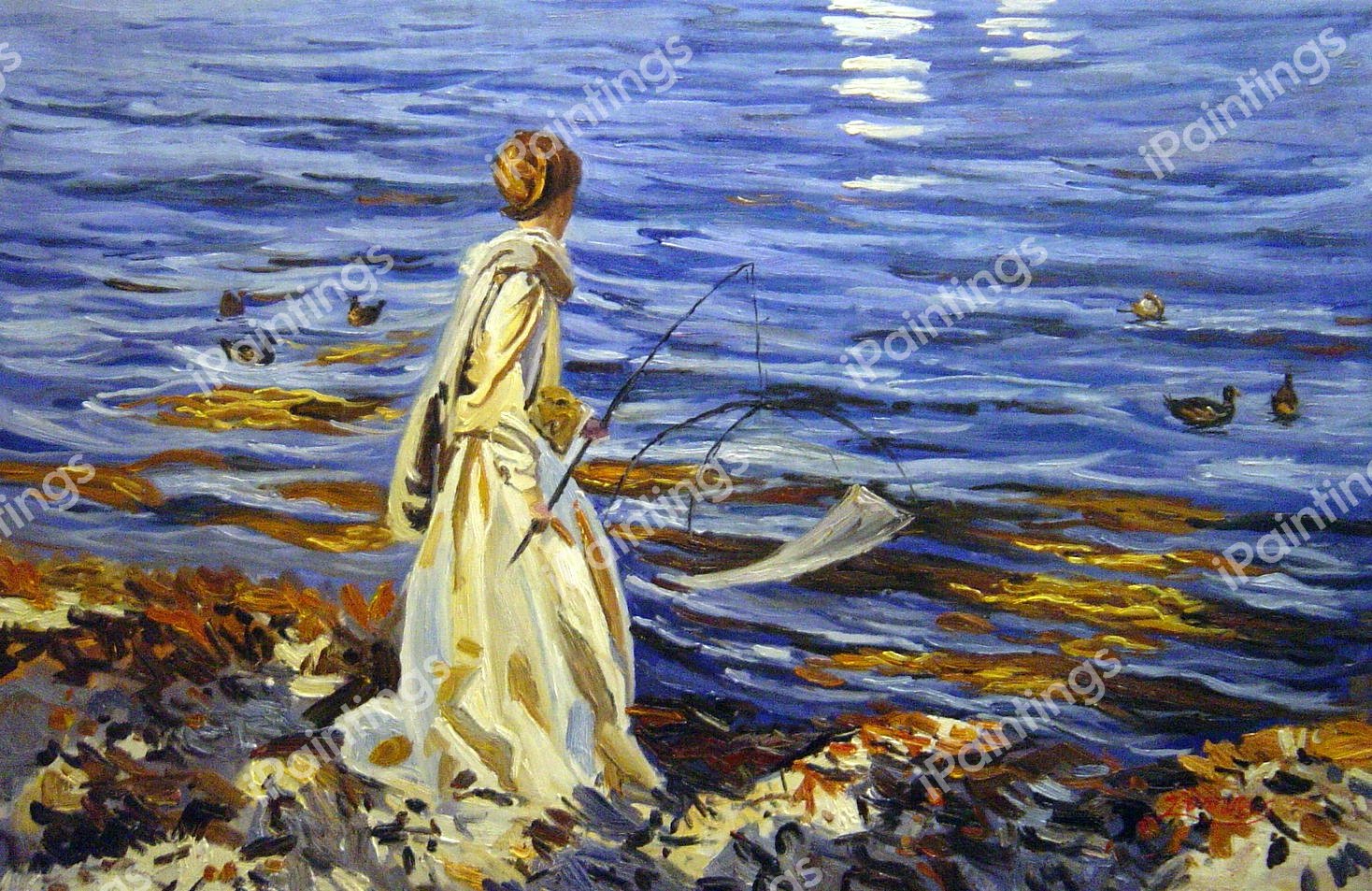 Girl Fishing. The painting by John Singer Sargent
