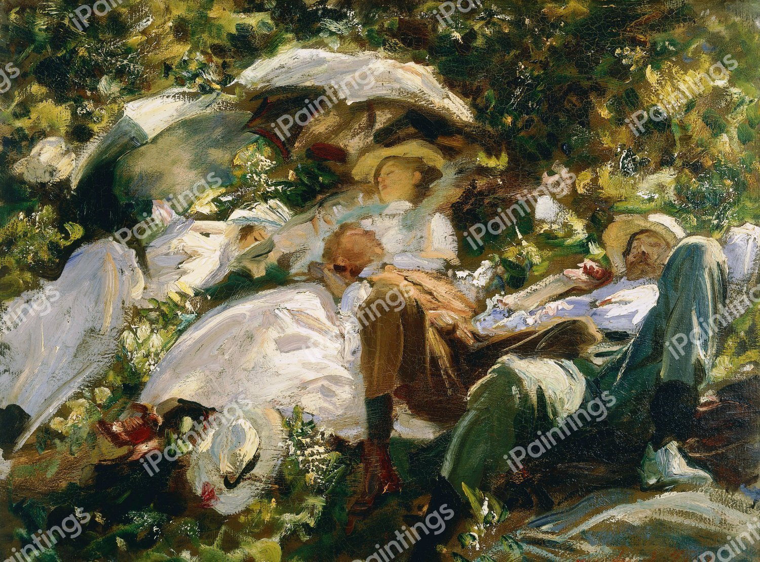 Group with Parasols. The painting by John Singer Sargent