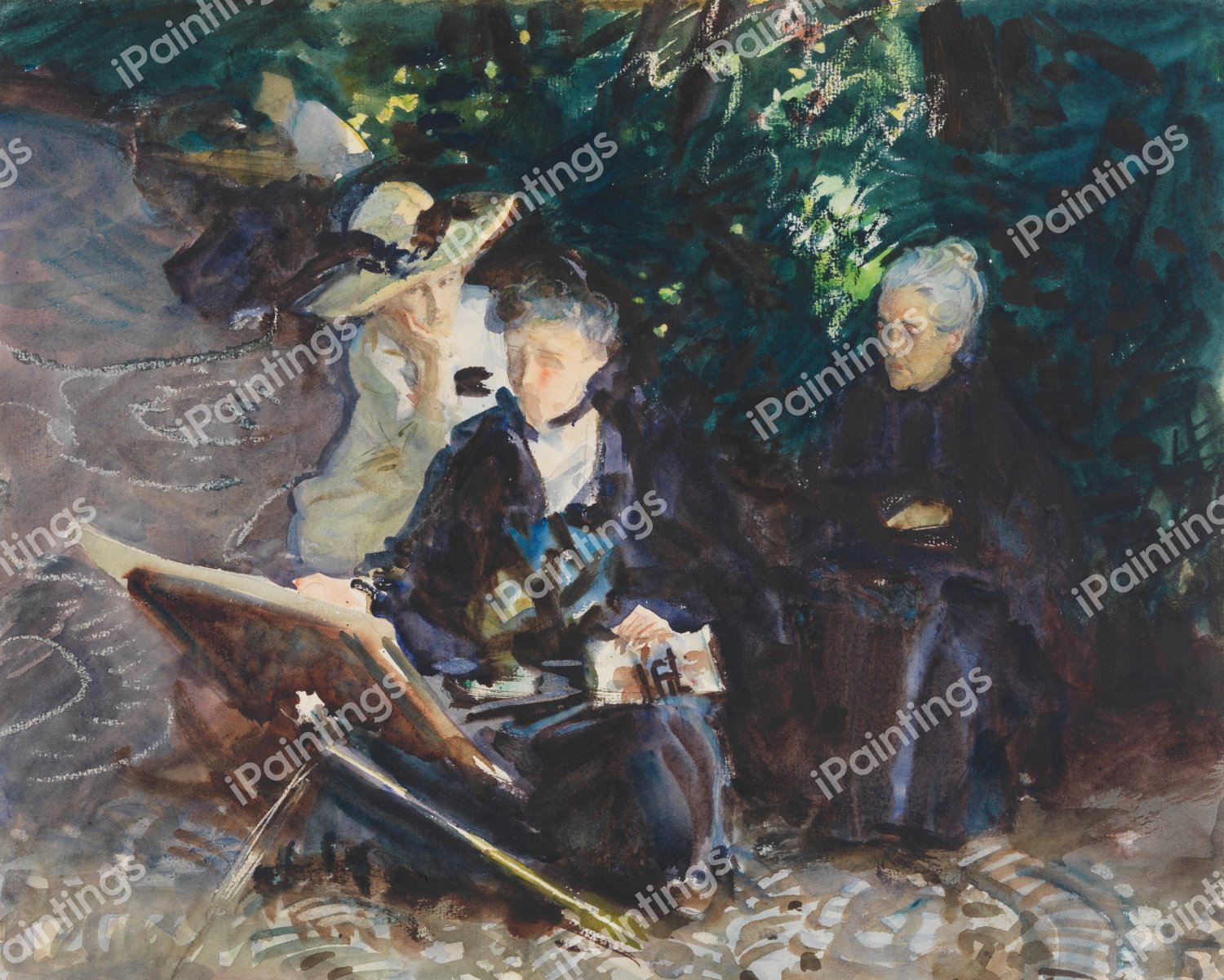 In the Generalife. The painting by John Singer Sargent