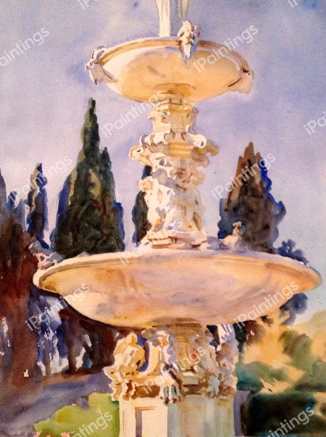 Italian Fountain. The painting by John Singer Sargent