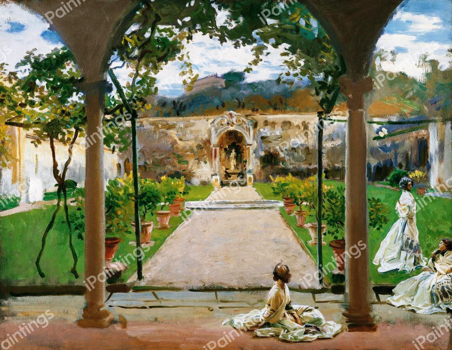 Ladies in a Garden. The painting by John Singer Sargent
