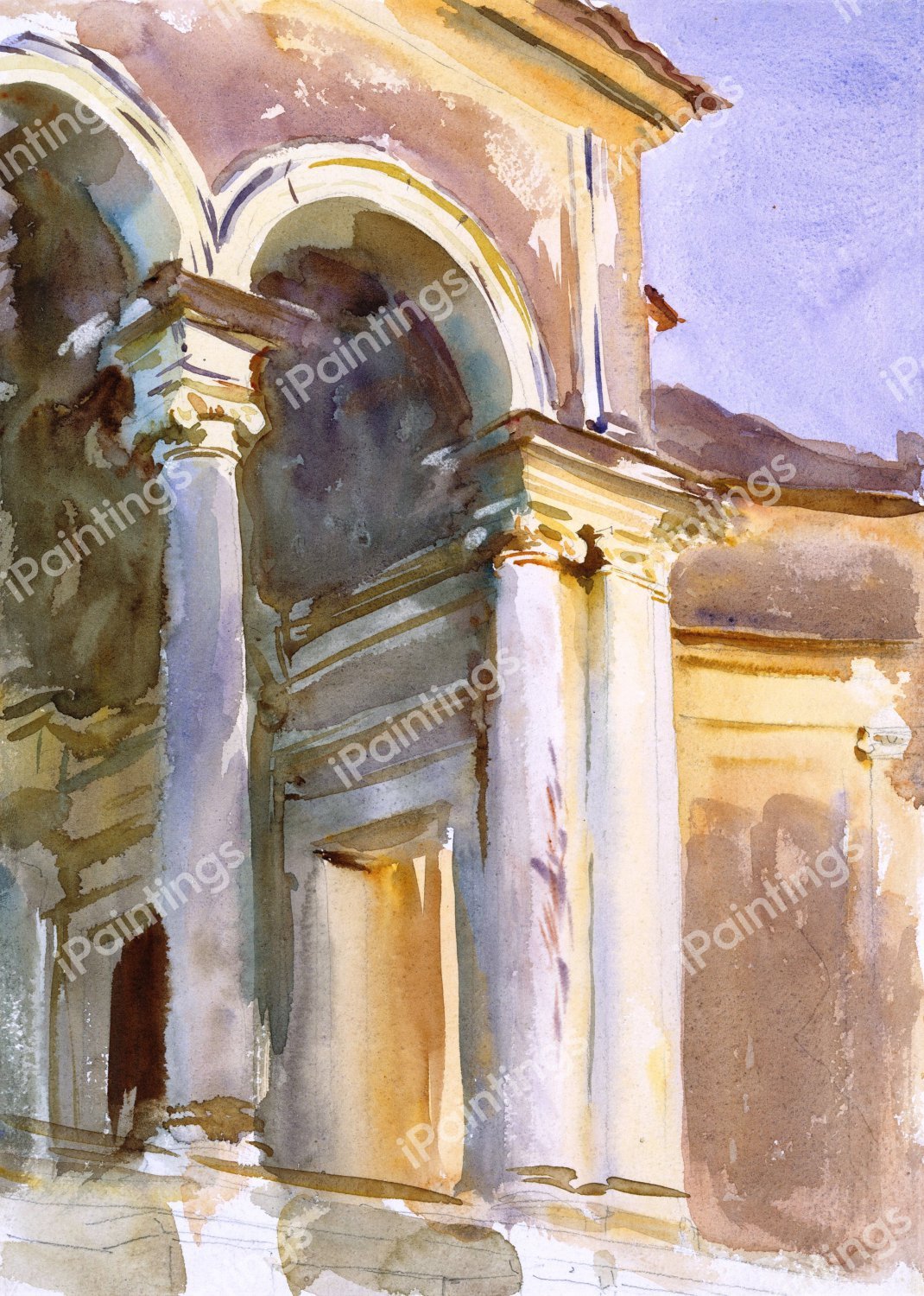Loggia, Villa Giulia, Rome. The painting by John Singer Sargent