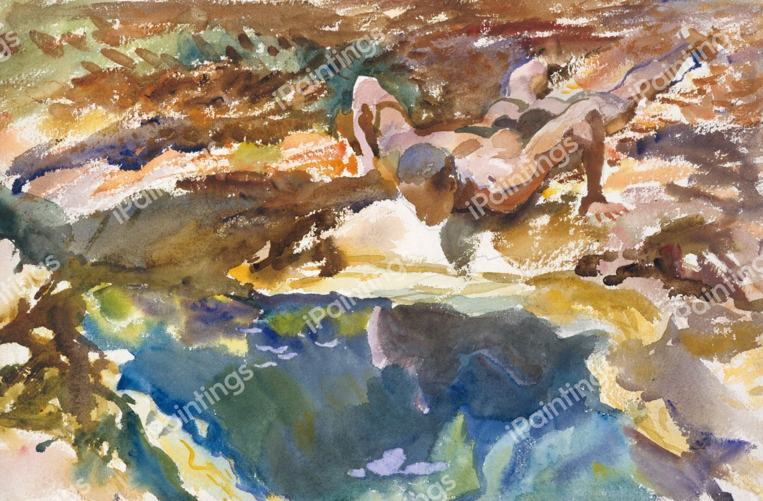 Man and Pool, Florida. The painting by John Singer Sargent