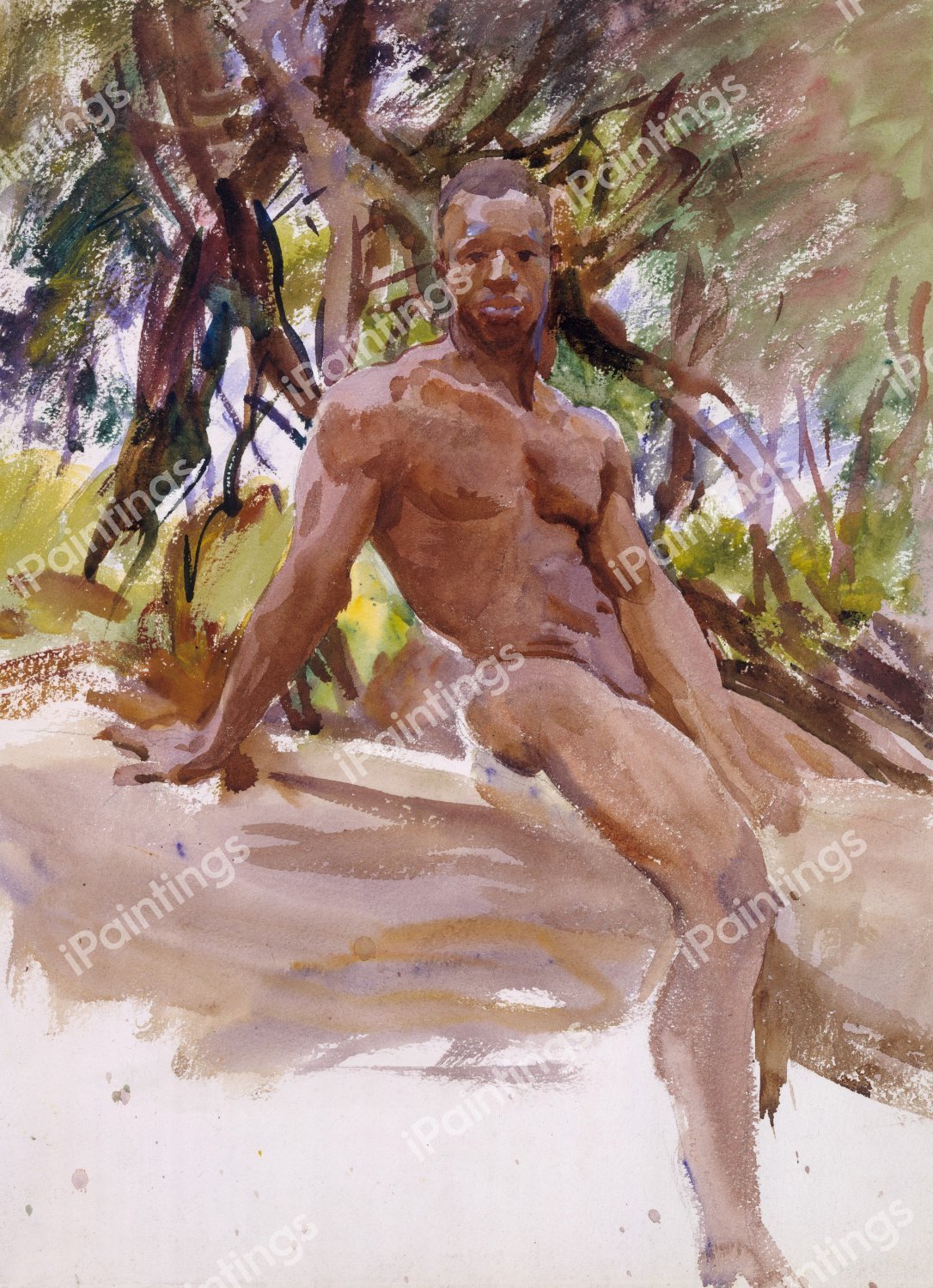Man and Trees, Florida. The painting by John Singer Sargent