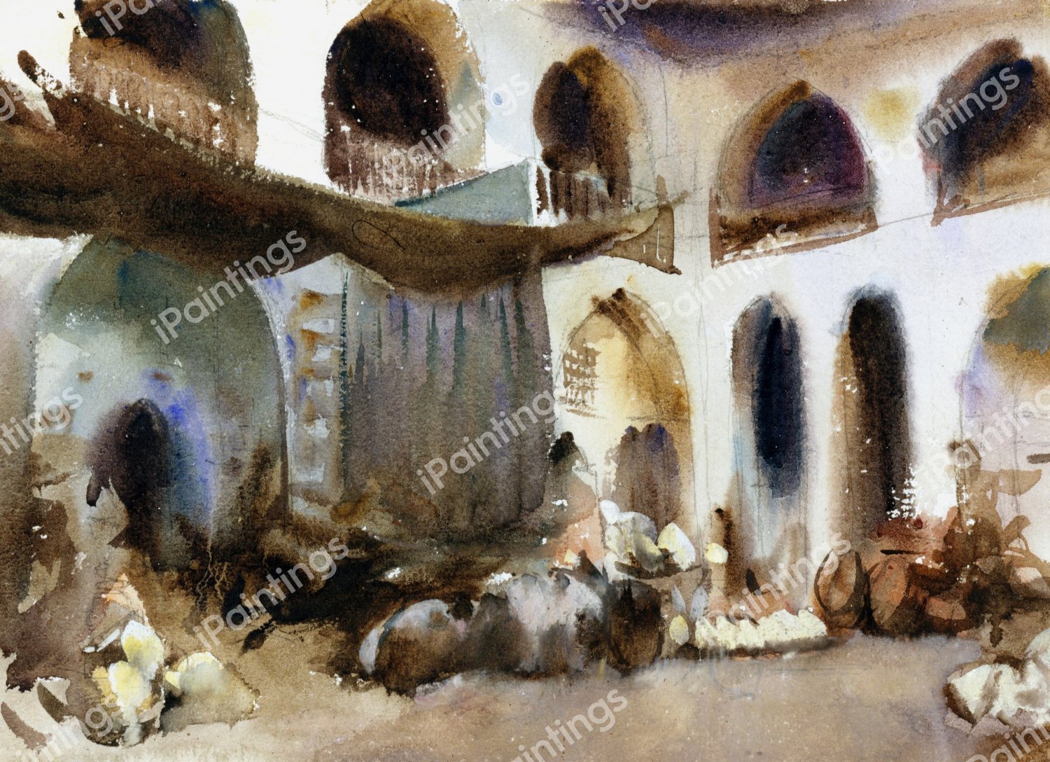 Market Place. The painting by John Singer Sargent