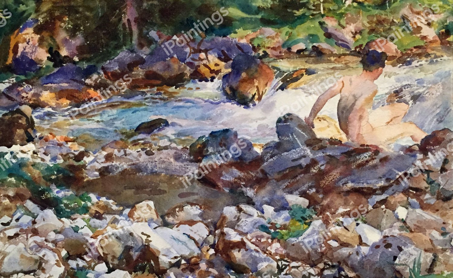 Mountain Stream. The painting by John Singer Sargent