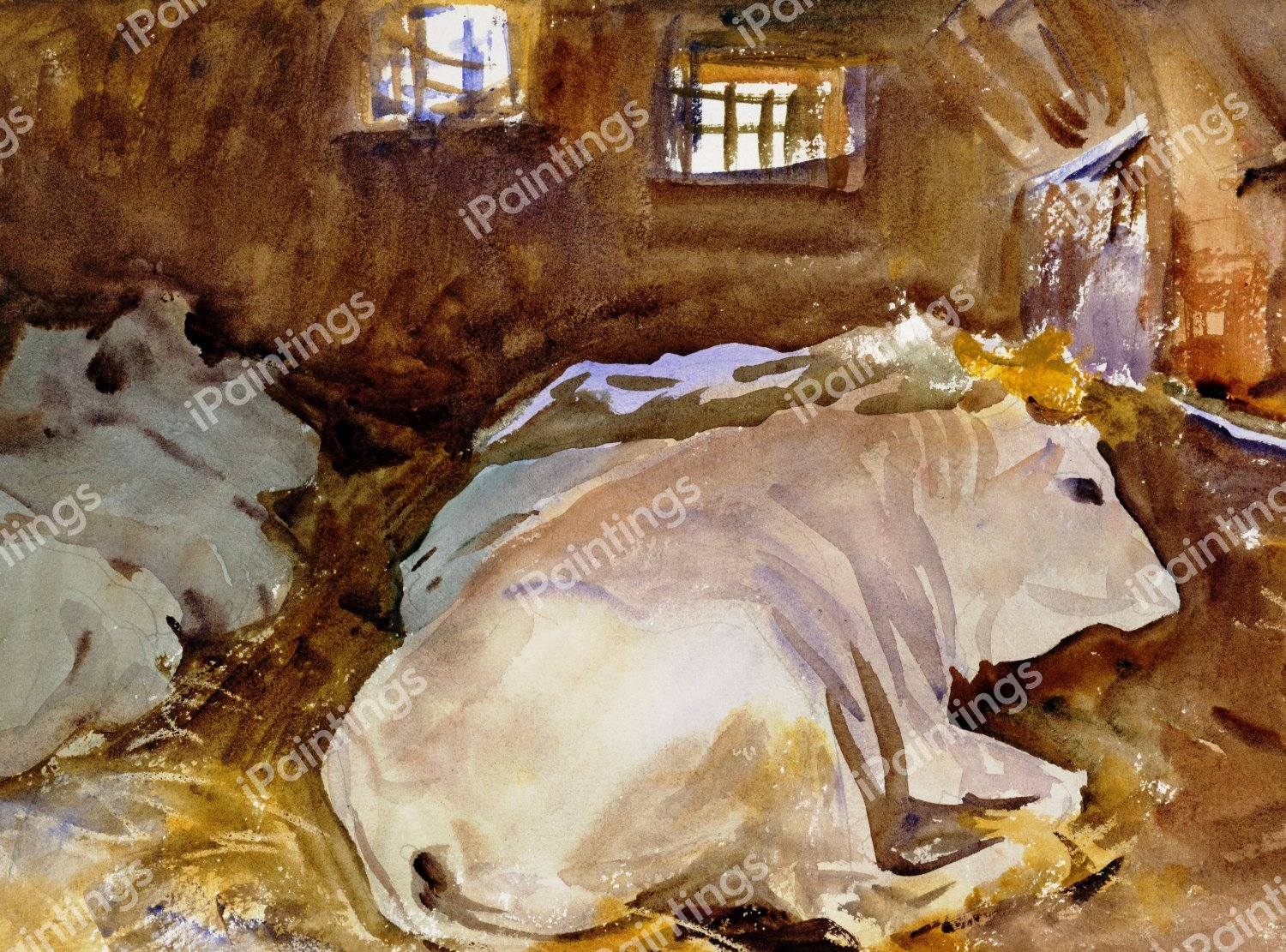 Oxen. The painting by John Singer Sargent