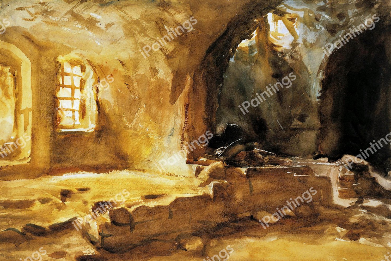 Ruined Cellar—Arras. The painting by John Singer Sargent