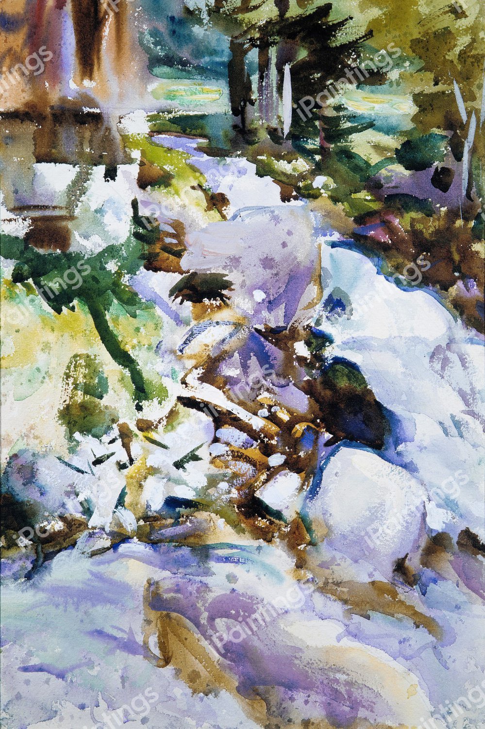 Rushing Brook. The painting by John Singer Sargent