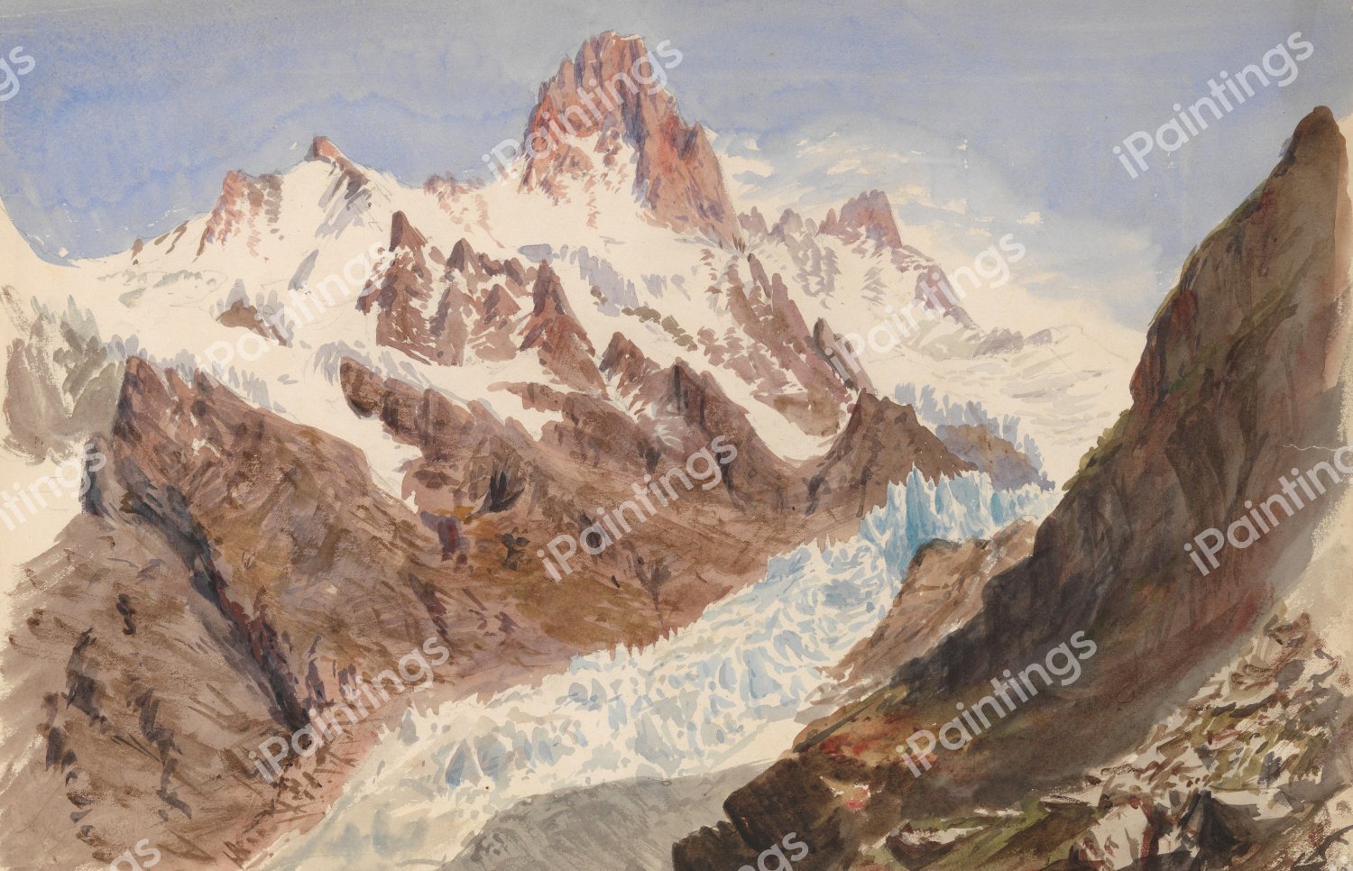 Schreckhorn, Eismeer. The painting by John Singer Sargent