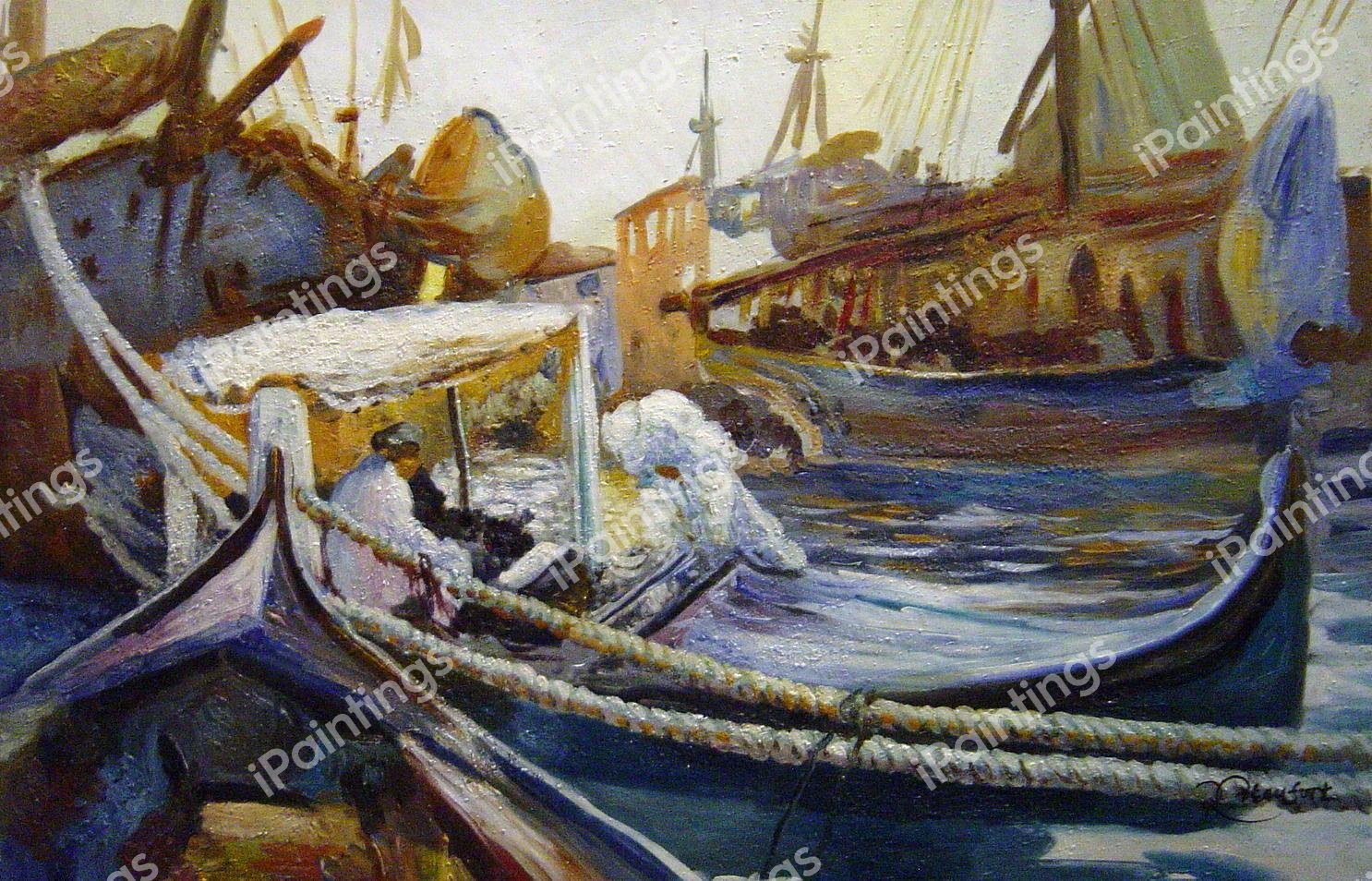 Sketching On The Giudecca. The painting by John Singer Sargent