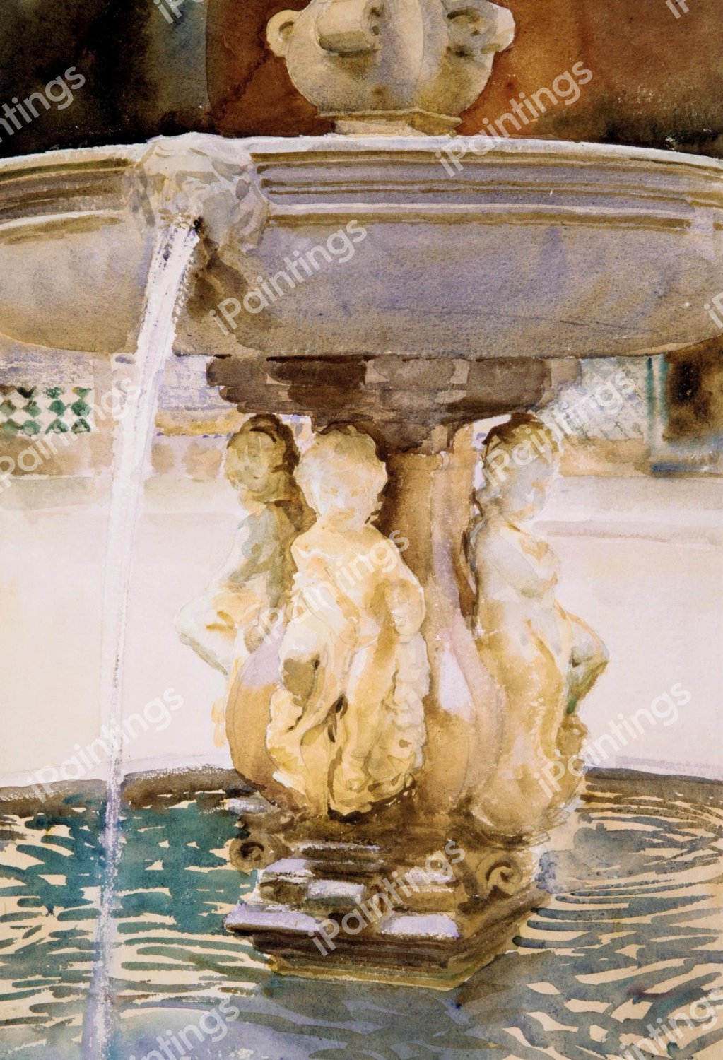 Spanish Fountain. The painting by John Singer Sargent