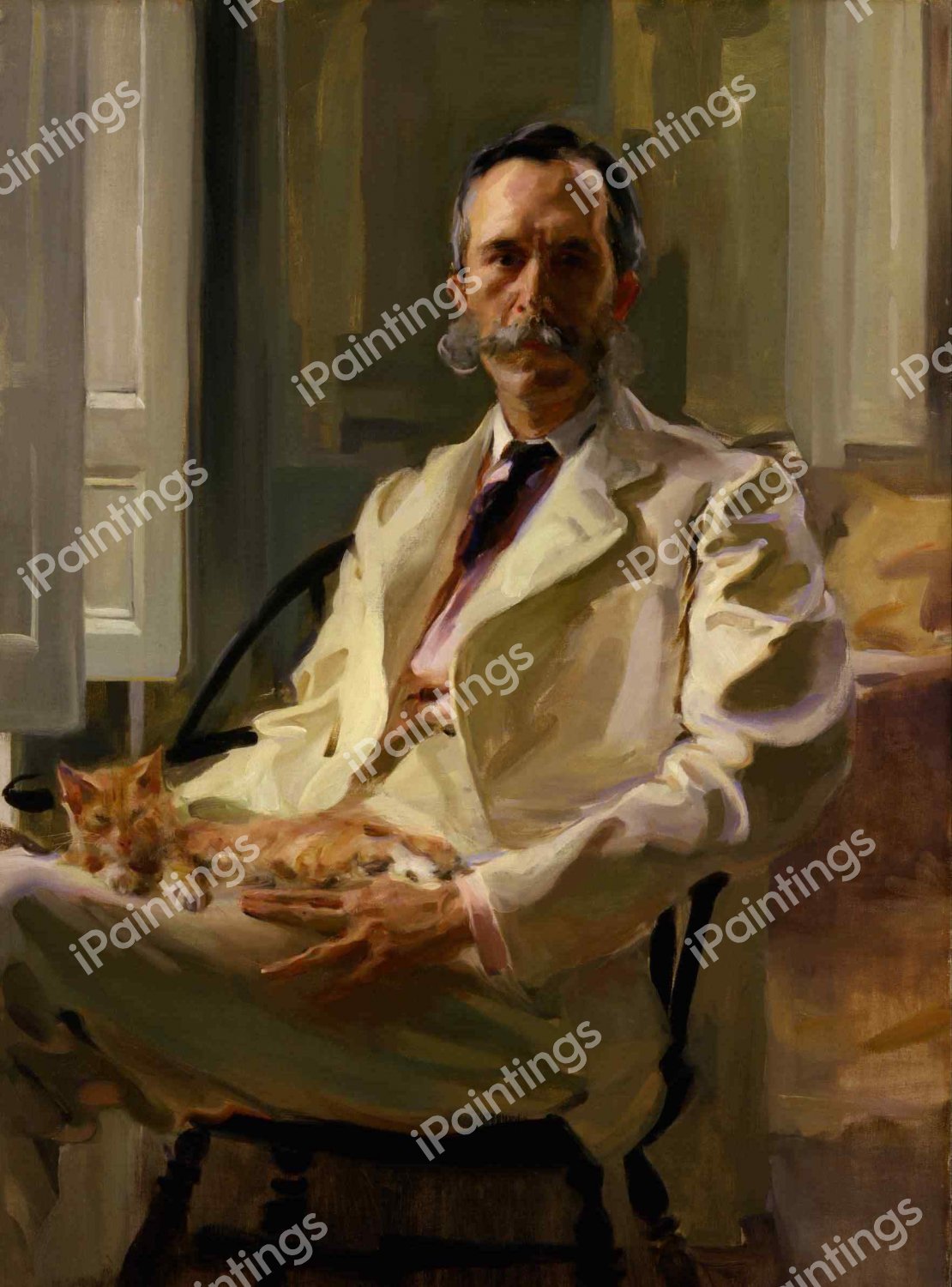 The Morning News. The painting by John Singer Sargent