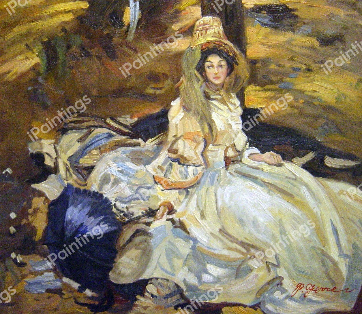 The Pink Dress. The painting by John Singer Sargent