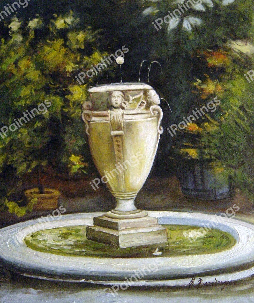 Vase Fountain, Pocantico. The painting by John Singer Sargent