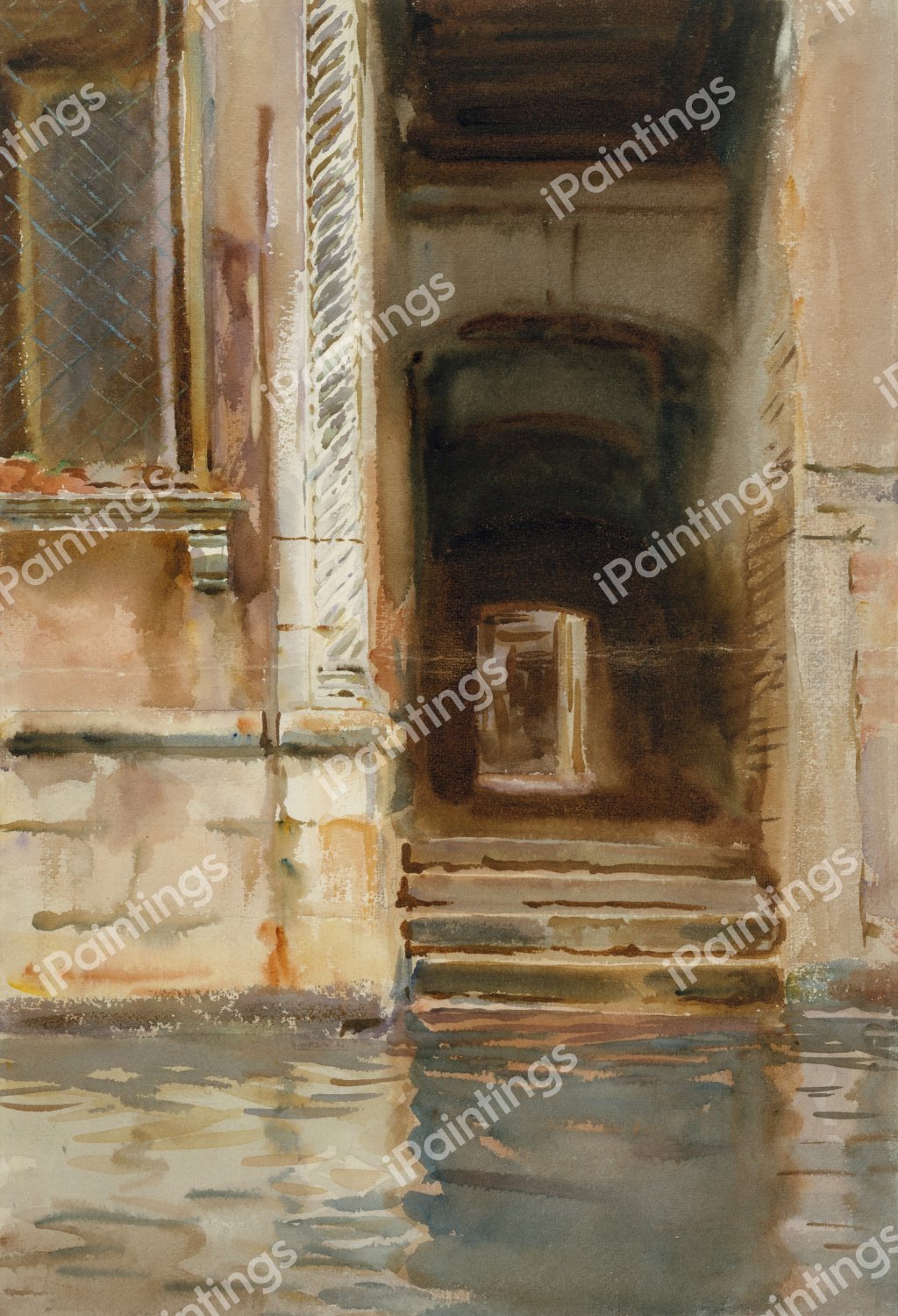 Venetian Passageway. The painting by John Singer Sargent