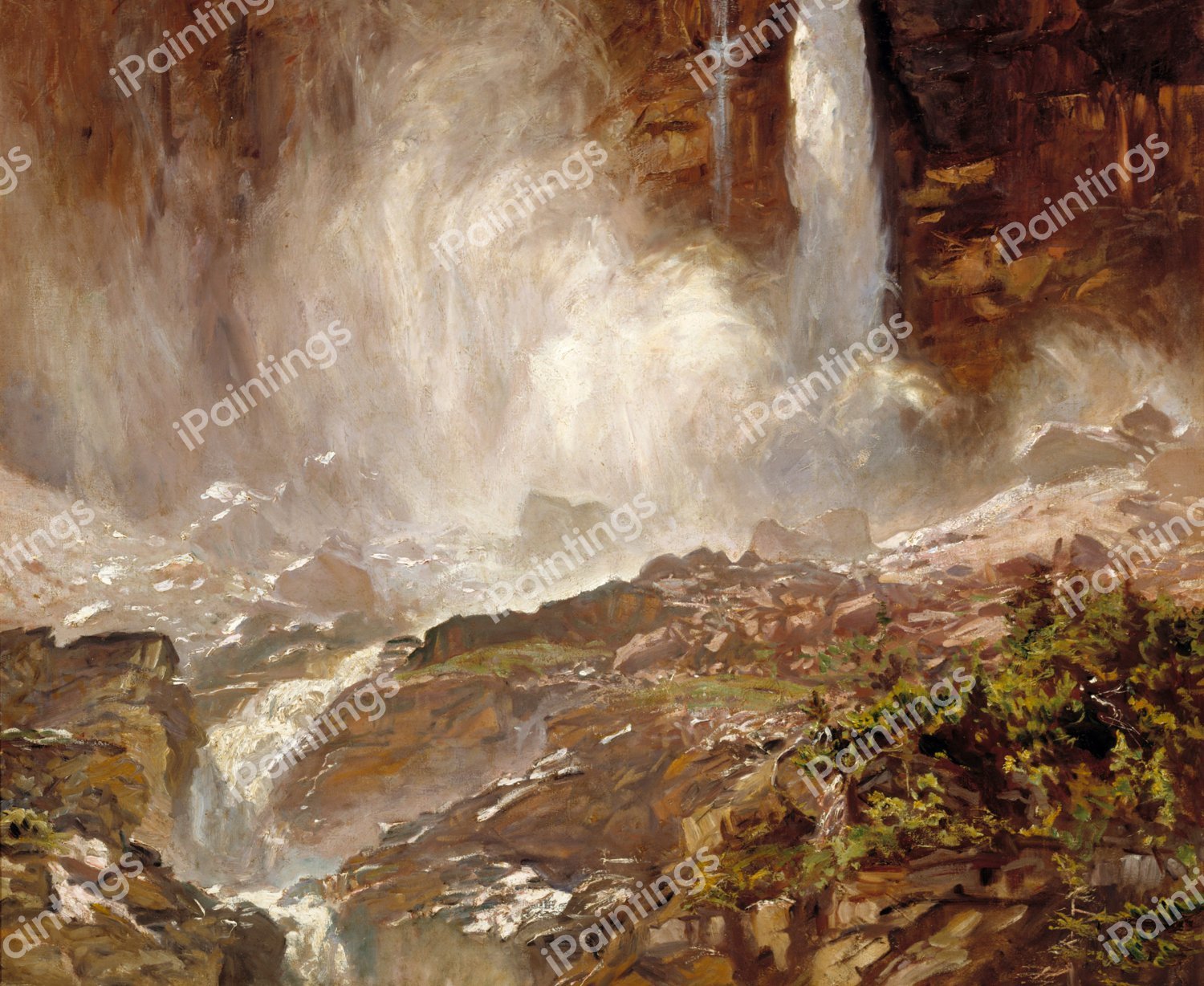 Yoho Falls. The painting by John Singer Sargent