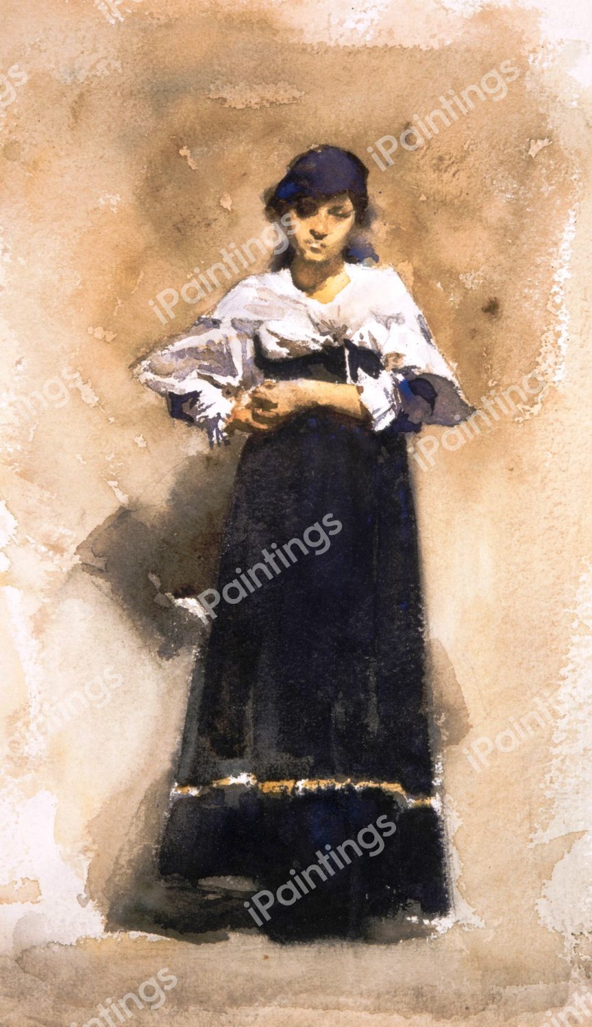 Young Woman with a Black Skirt. The painting by John Singer Sargent