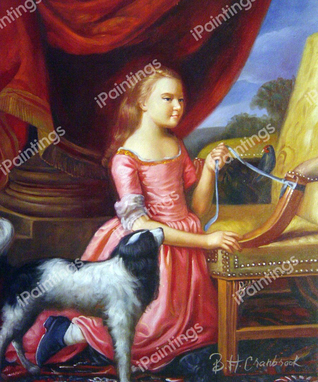 Young Lady With A Bird And Dog. The painting by John Singleton Copley