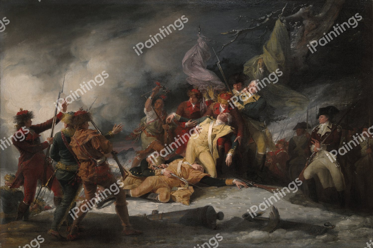 The Death of General Montgomery in the Attack on Quebec. The painting by John Trumbull