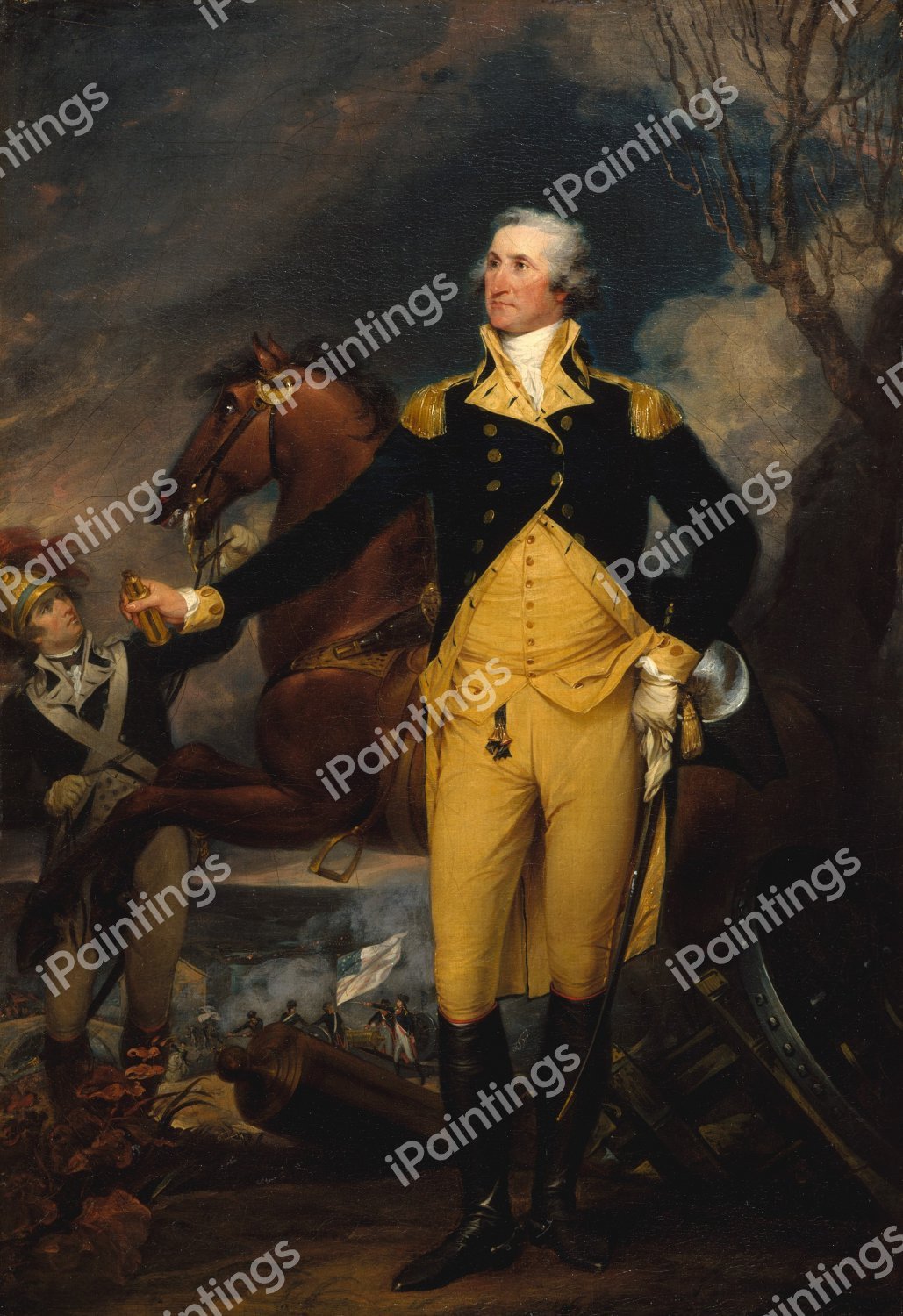 Washington before the Battle of Trenton. The painting by John Trumbull