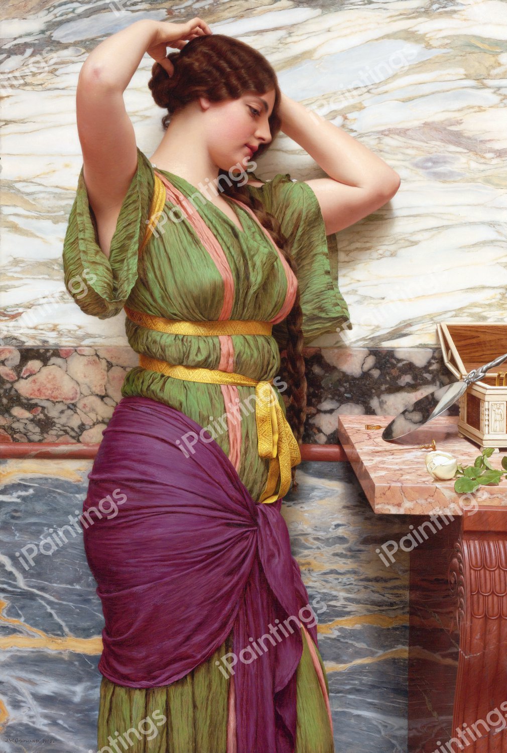 A Fair Reflection. The painting by John William Godward