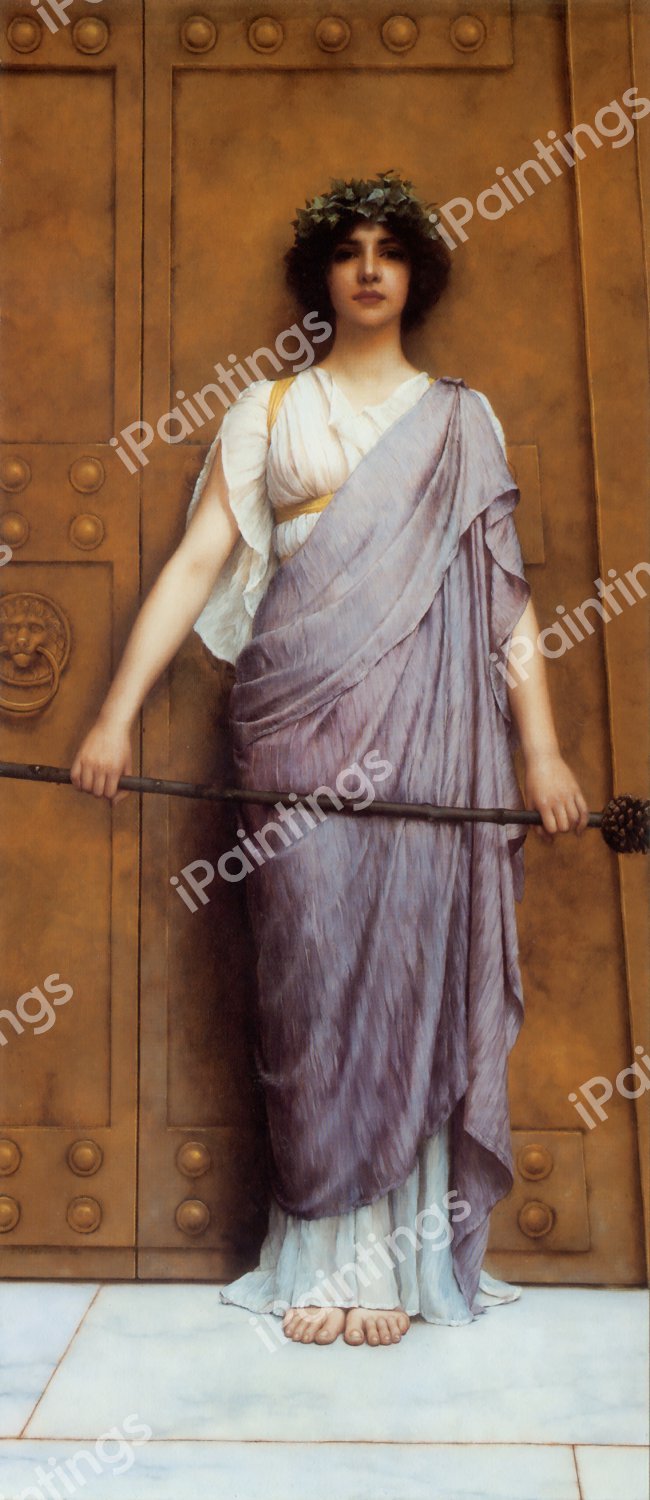 At the Gate of the Temple. The painting by John William Godward