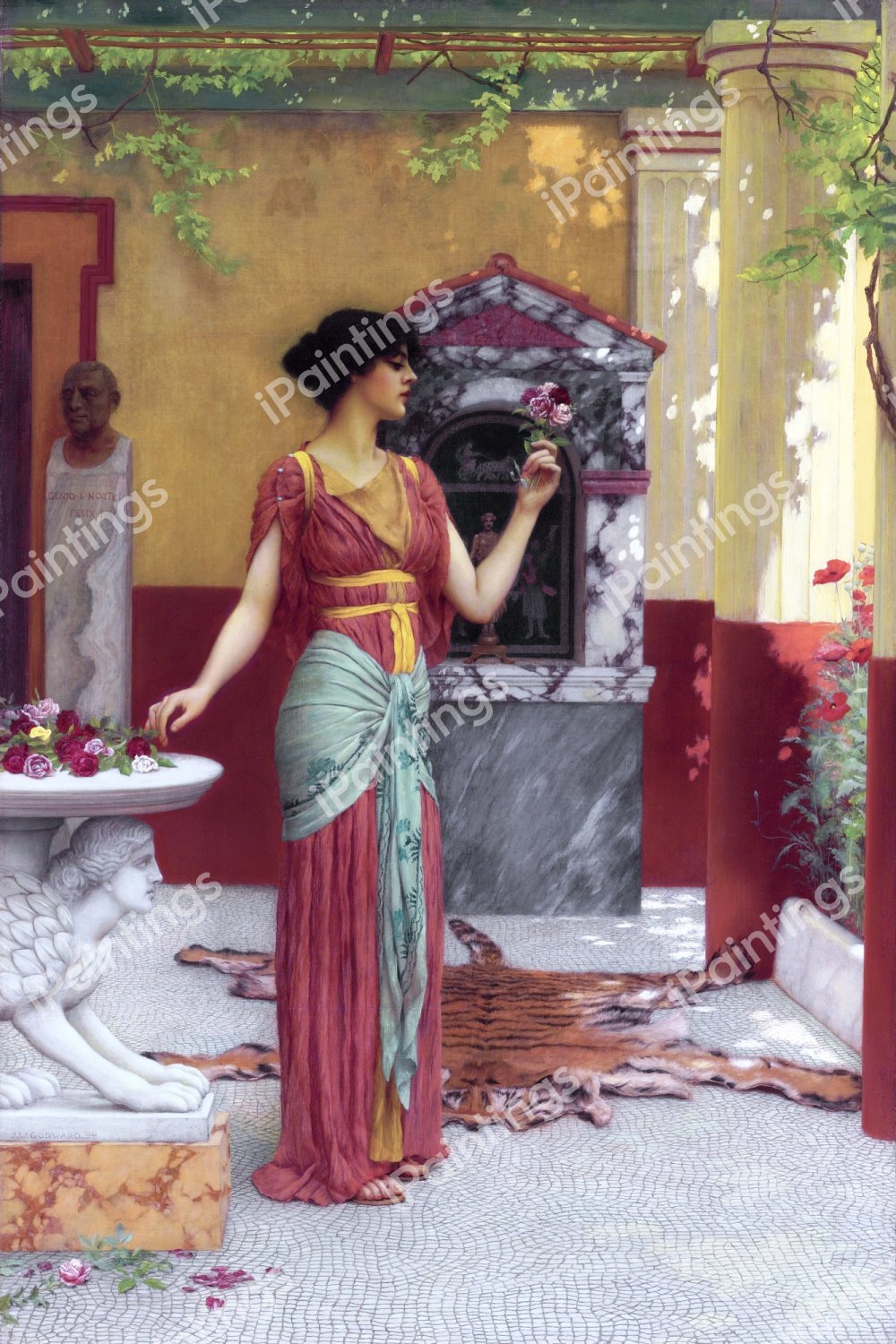 Roman Priestess. The painting by John William Godward