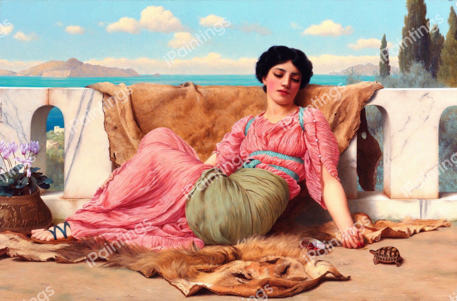 The Quiet Pet. The painting by John William Godward
