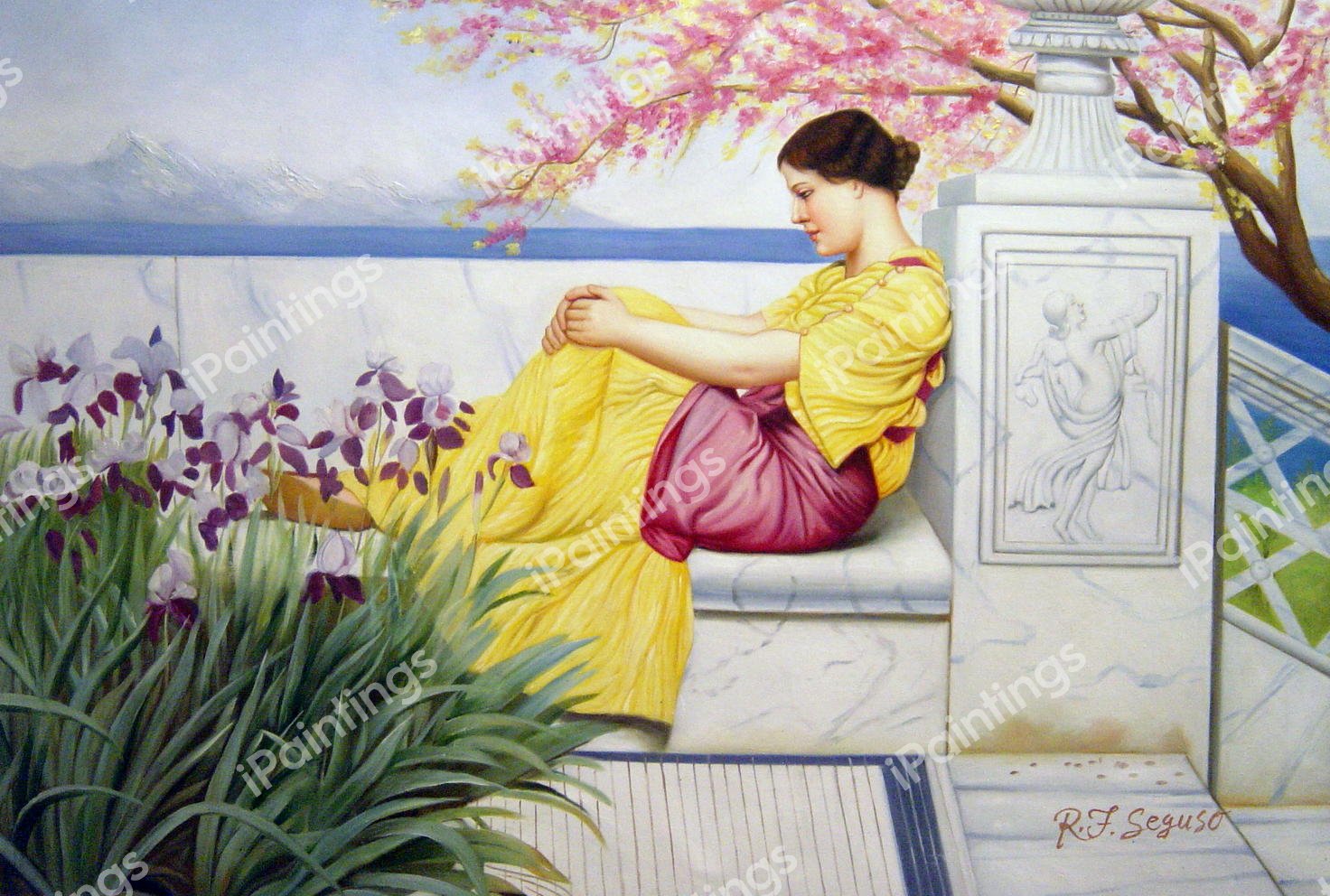 Under The Blossom That Hangs On The Bough. The painting by John William Godward