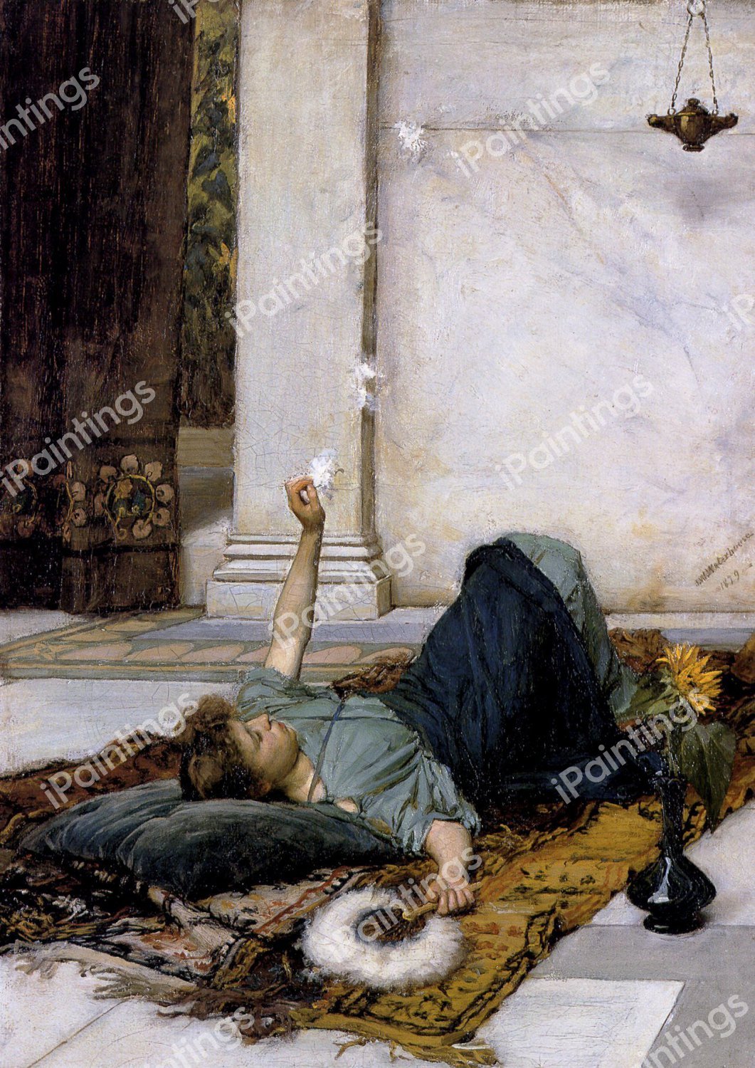Dolce Far Niente. The painting by John William Waterhouse