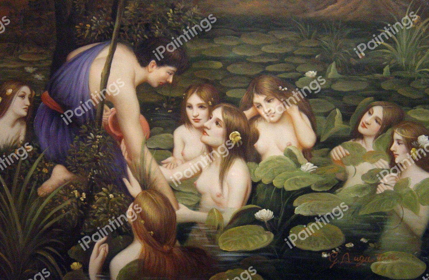 Hylas And The Nymphs. The painting by John William Waterhouse