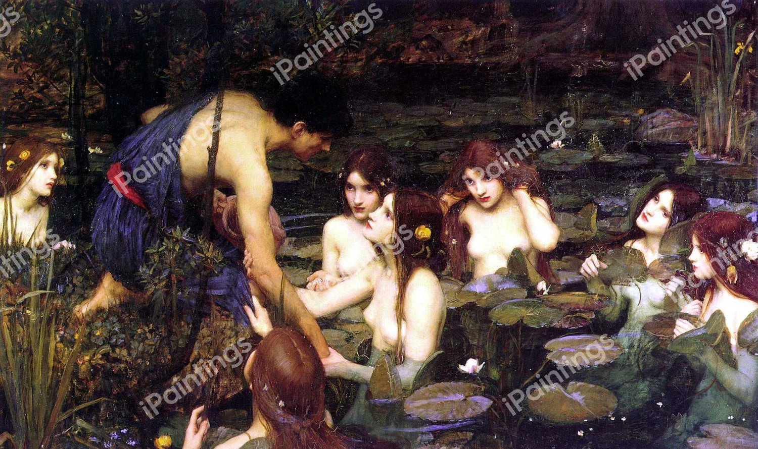 Nymphs and Hylas (Version 1). The painting by John William Waterhouse