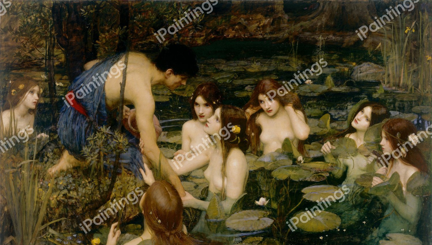 Nymphs and Hylas  (Version 2). The painting by John William Waterhouse