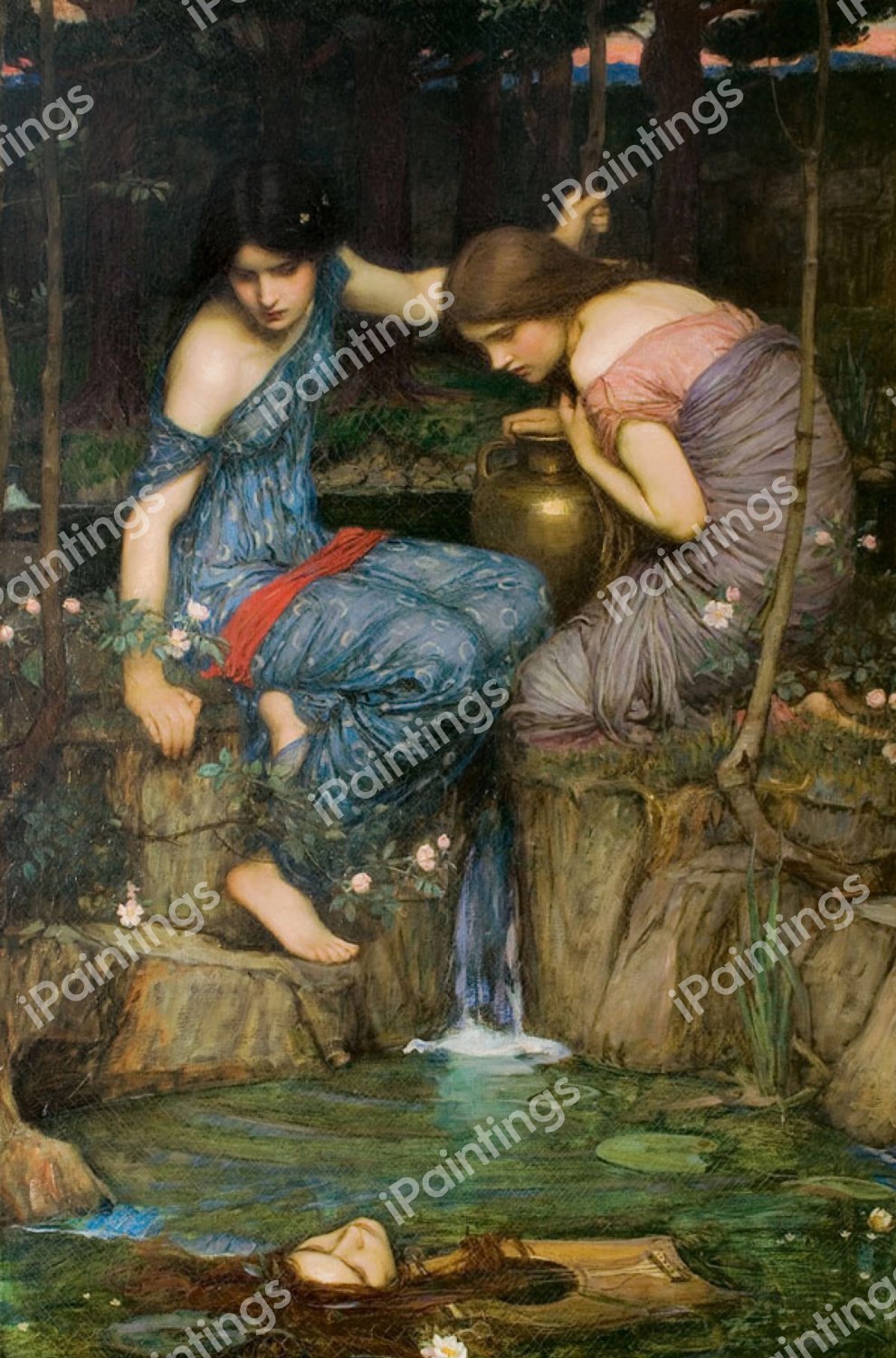 Nymphs Finding the Head of Orpheus. The painting by John William Waterhouse