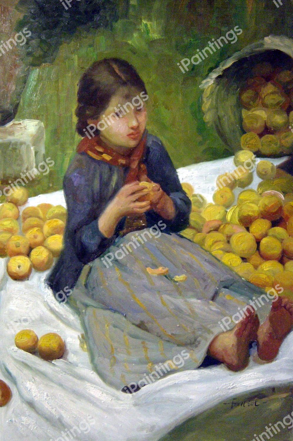 The Orange Gatherers (Detail). The painting by John William Waterhouse