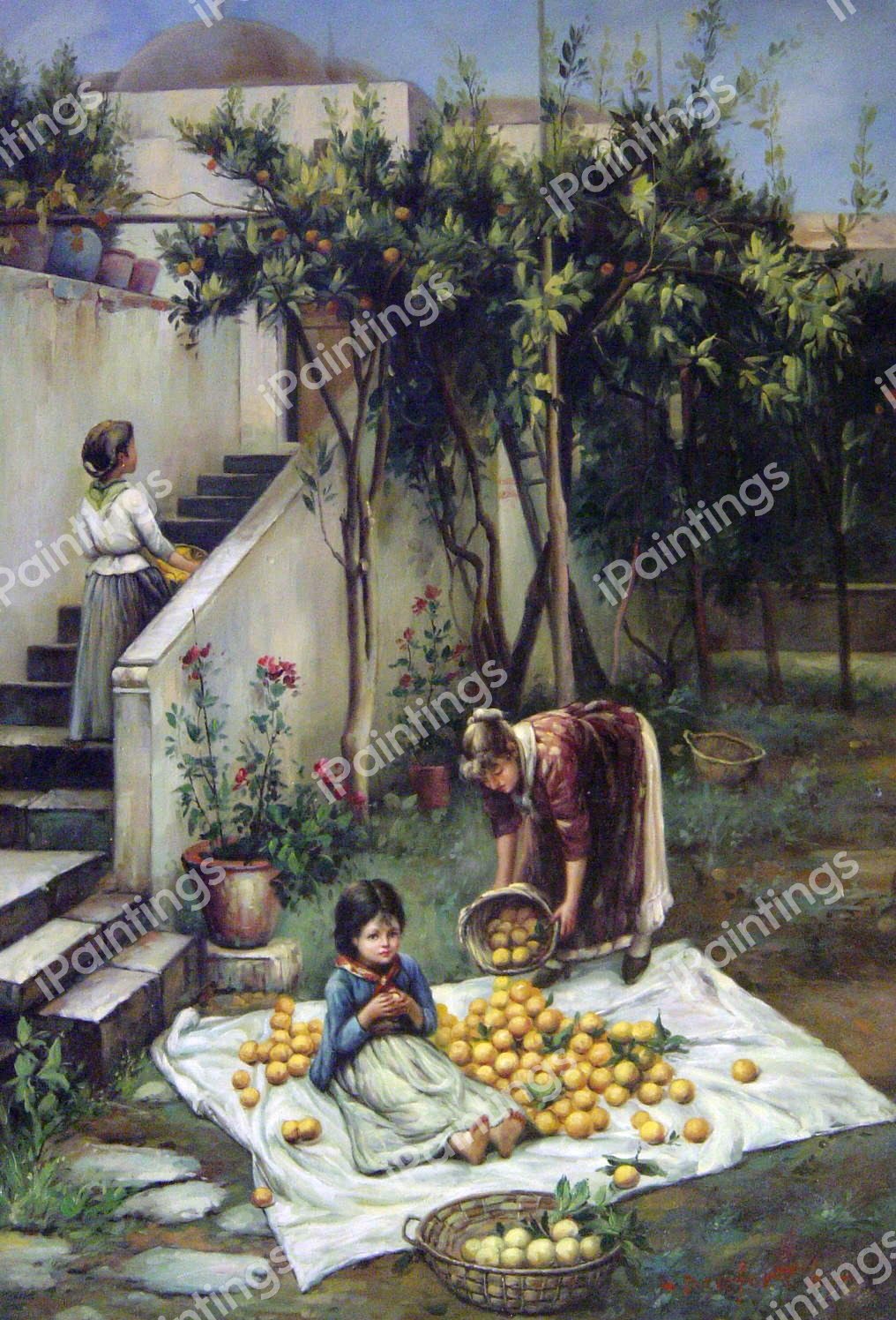The Orange Gatherers. The painting by John William Waterhouse