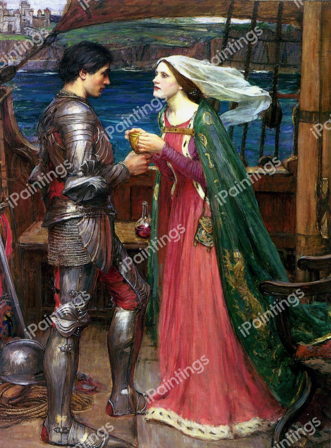 The Potion Being Held by Tristan and Isolde . The painting by John William Waterhouse