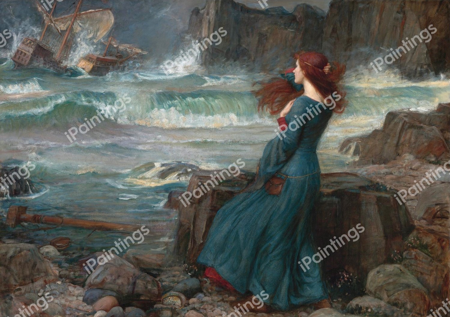 The Tempest Miranda. The painting by John William Waterhouse