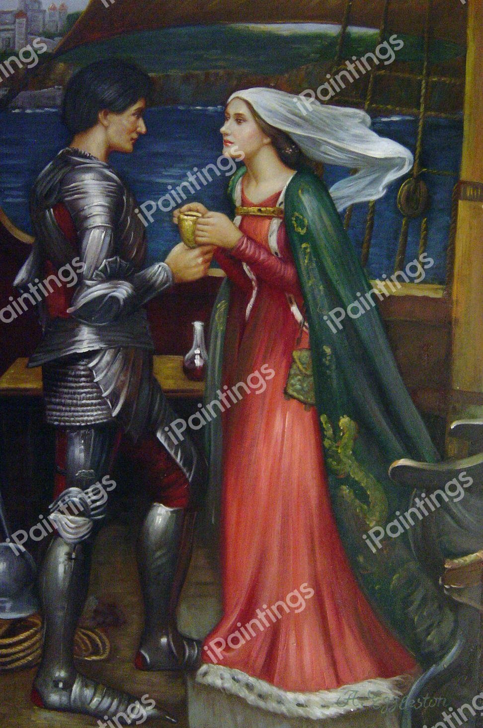 Tristan And Isolde With The Potion. The painting by John William Waterhouse