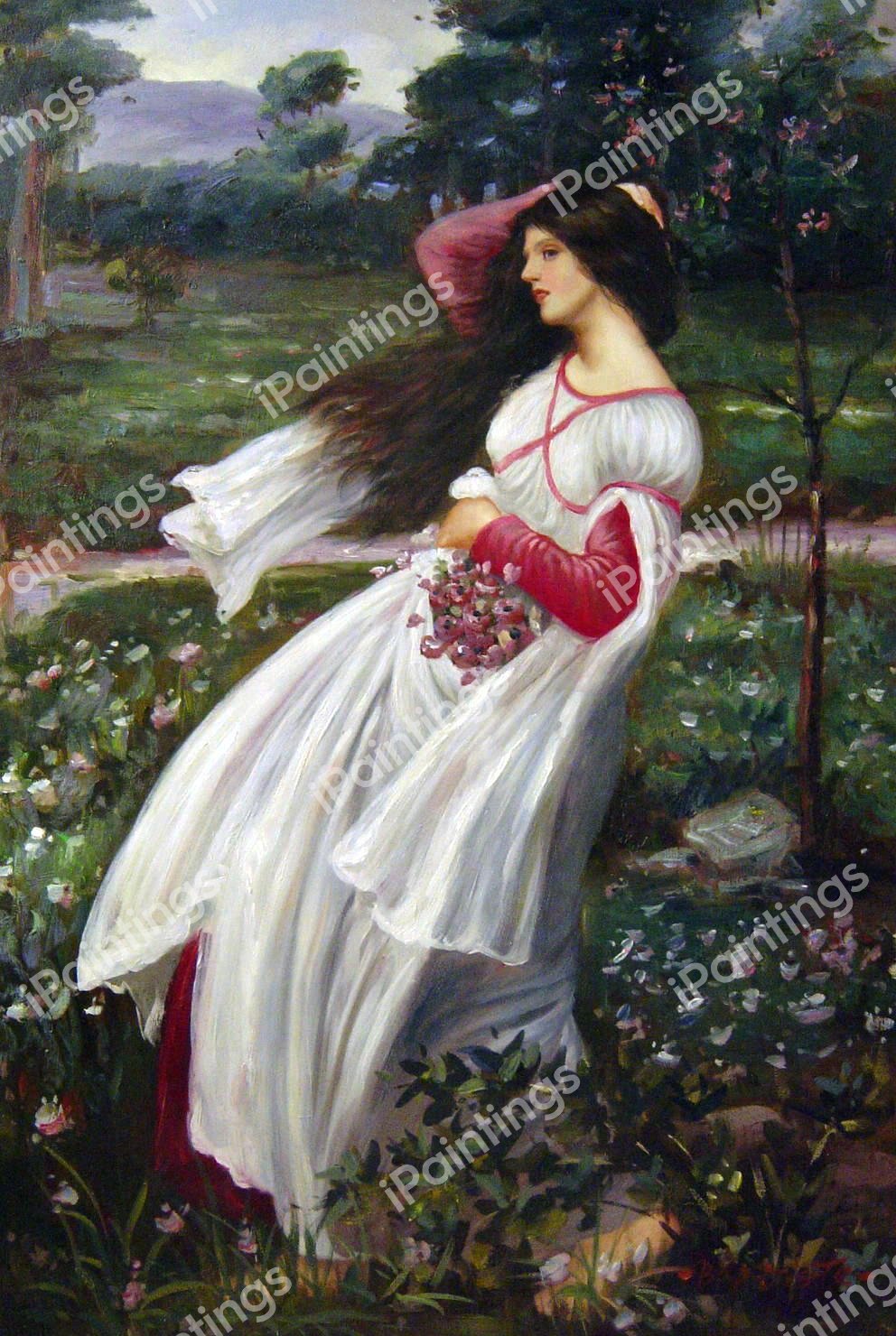 Windflowers. The painting by John William Waterhouse