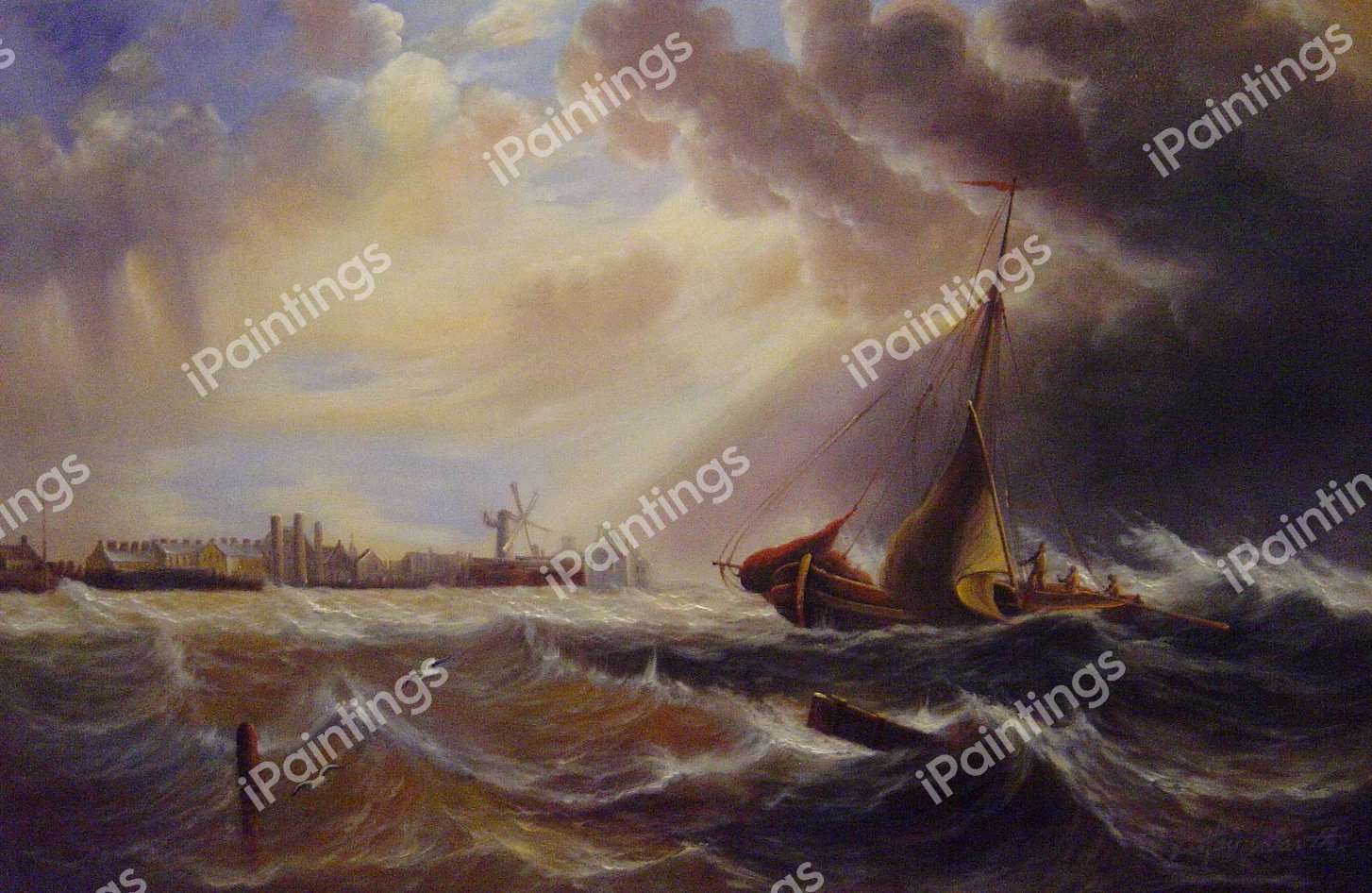 Shipping Off A Coast In Choppy Seas. The painting by John Wilson Carmichael